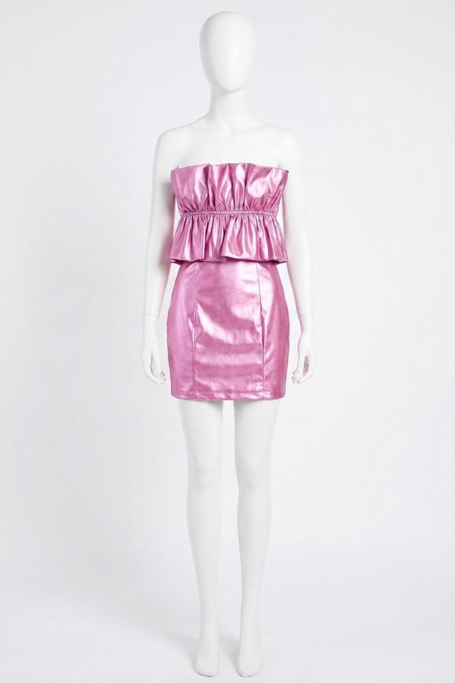 NEW GLAM ruffled bandeau mini dress in pink